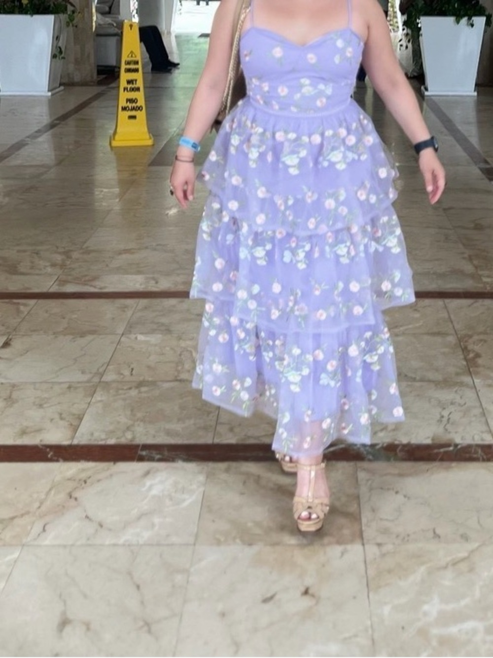 Endless Rose Lavender Floral Tiered Midi Skirt
